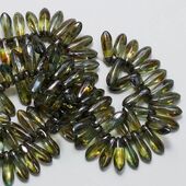 DAGGER BEADS  LUSTER TRANSPARENT GREEN