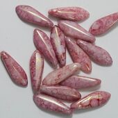 DAGGER BEADS    WHITE PINK PICASSO