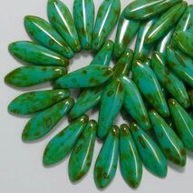 DAGGER BEADS   OPAQUE TURQUOISE PICASSO