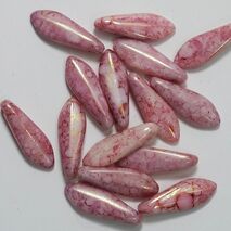 DAGGER BEADS    WHITE PINK PICASSO